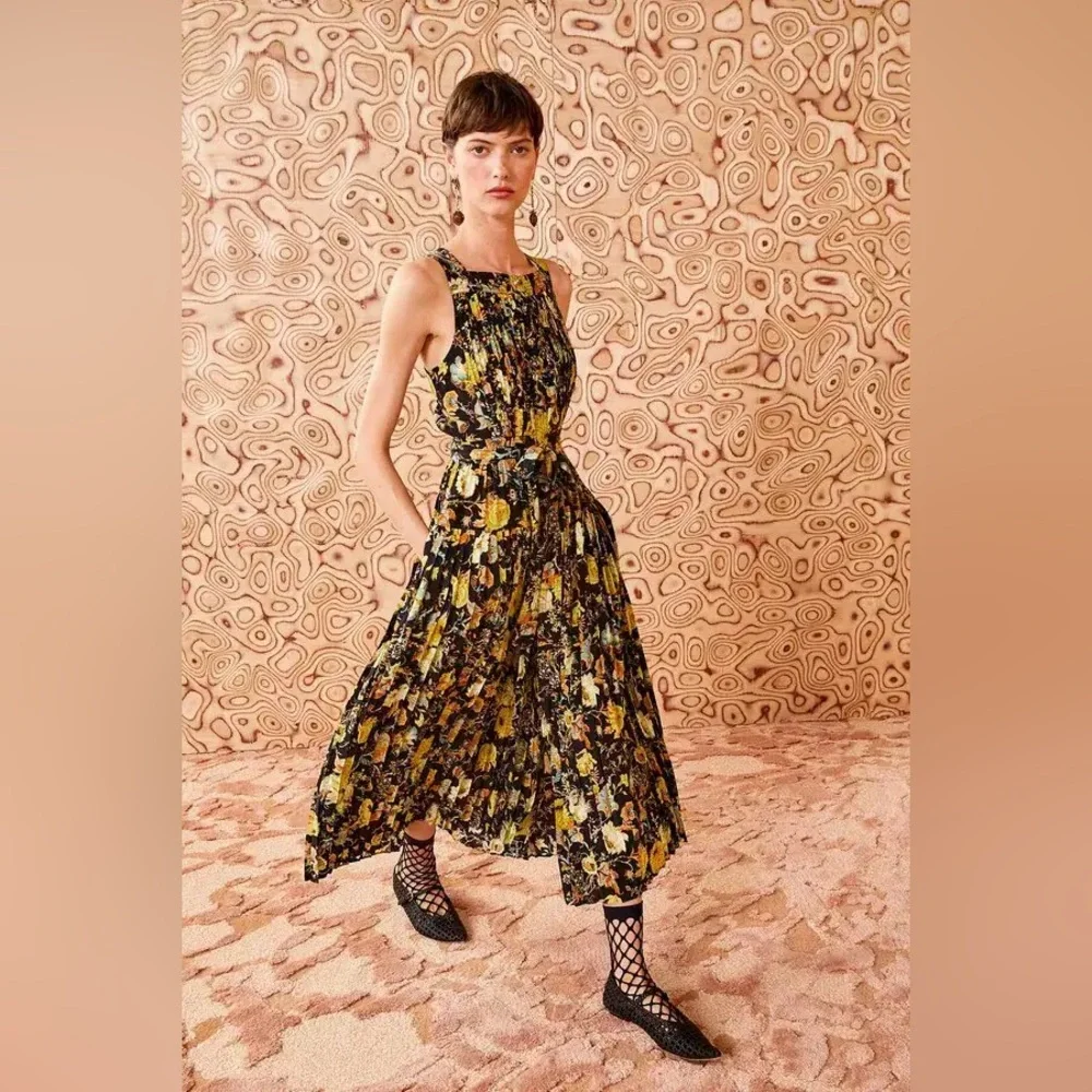 NWT $750 Ulla Johnson Annabeth Pleated Button Front Silk Dress